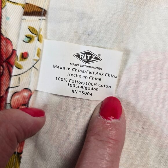 Ritz Apron Half Bluebird Rose Teapot Print Aqua Pink Vintage Cottagecore Kitchen - Picture 8 of 11